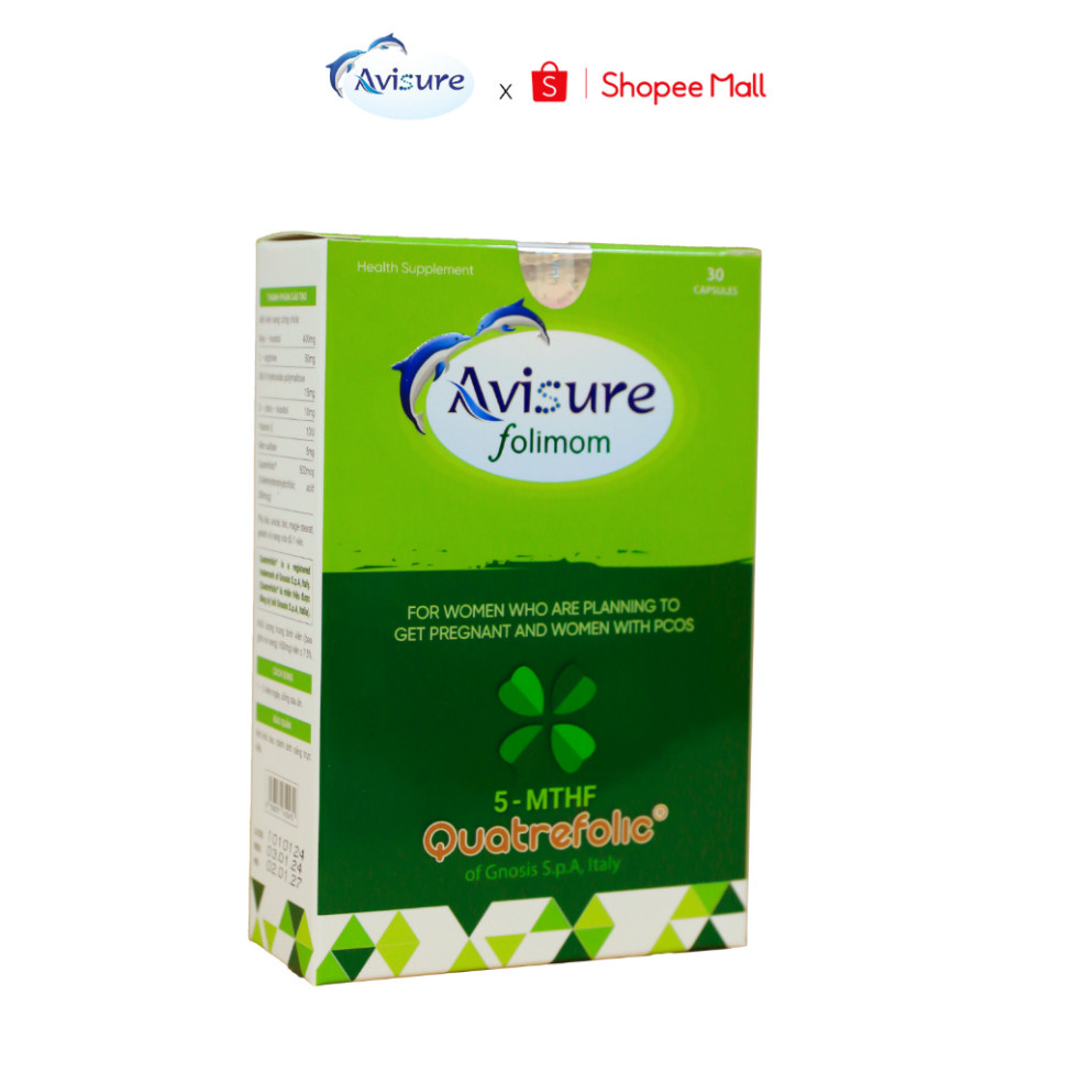 Avisure Folimom 5-MTHF hỗ trợ bổ trứng cho phụ nữ chuẩn bị mang thai hộp 30 viên (che tên)
