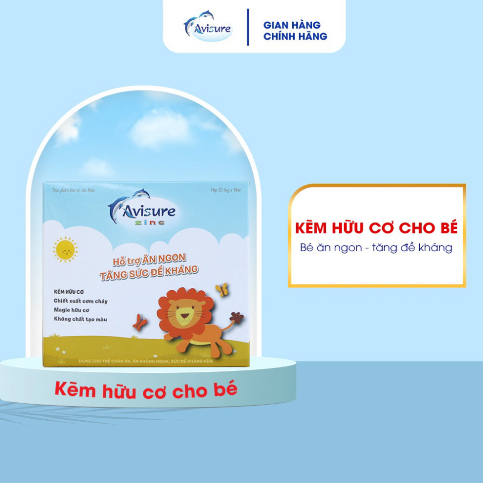 Avisure ZinC kẽm hữu cơ cho bé hỗ trợ ăn ngon, tăng đề kháng 30 ống