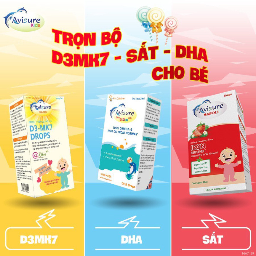 [Tích điểm nhận quà] Trọn bộ vi chất cho bé Avisure bé thông minh, cứng cáp