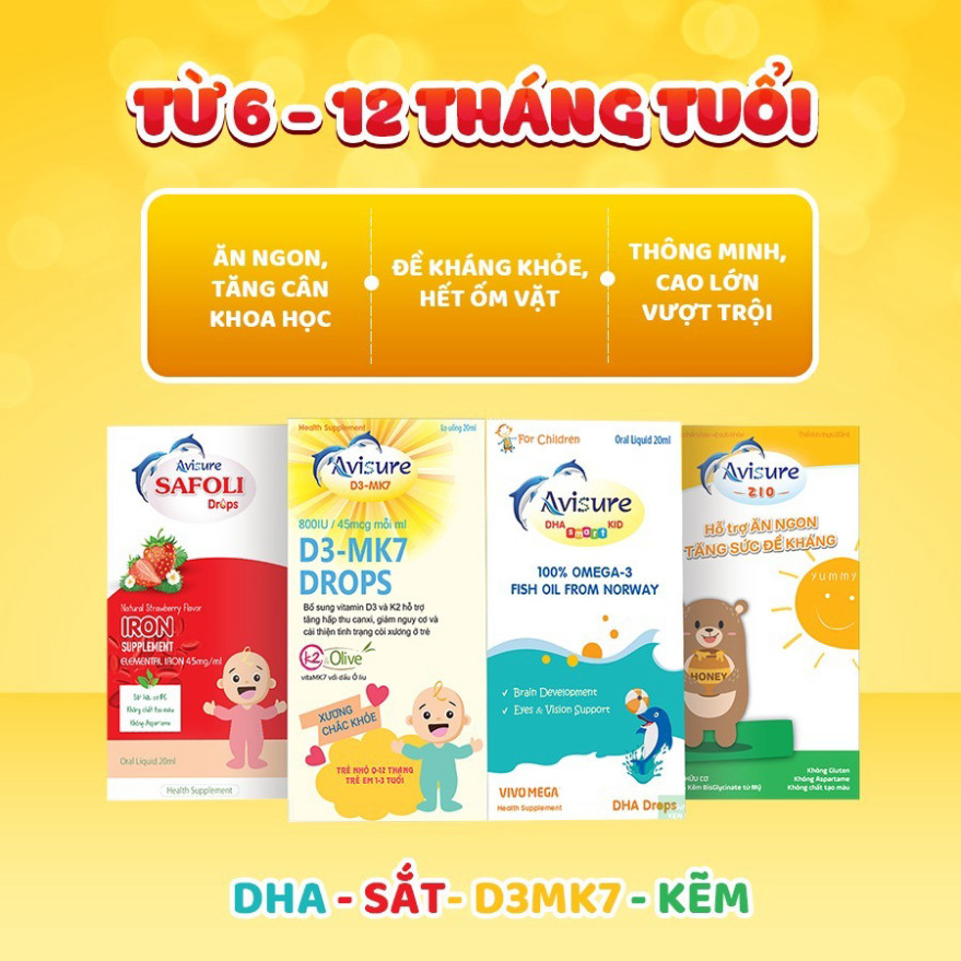 [Tích điểm nhận quà] Trọn bộ vi chất cho bé Avisure bé thông minh, cứng cáp
