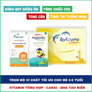 Bộ ba canxi Avisure Calkid - Multivitamin - DHA không tanh từ tảo cho bé cao lớn, khoẻ mạnh, thông minh
