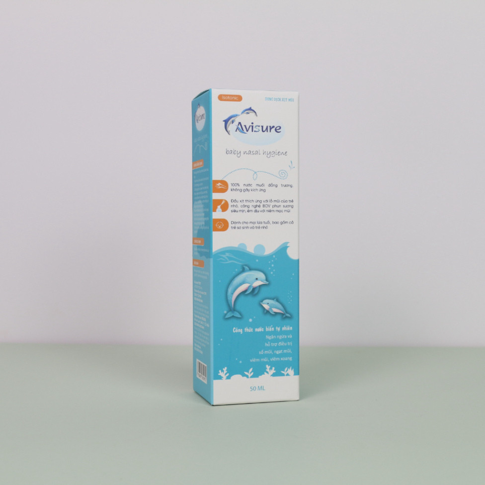 Xịt mũi cho bé Đẳng Trương Avisure Isotonic giúp giảm nghẹt mũi, sổ mũi, cảm lạnh chai 50ml