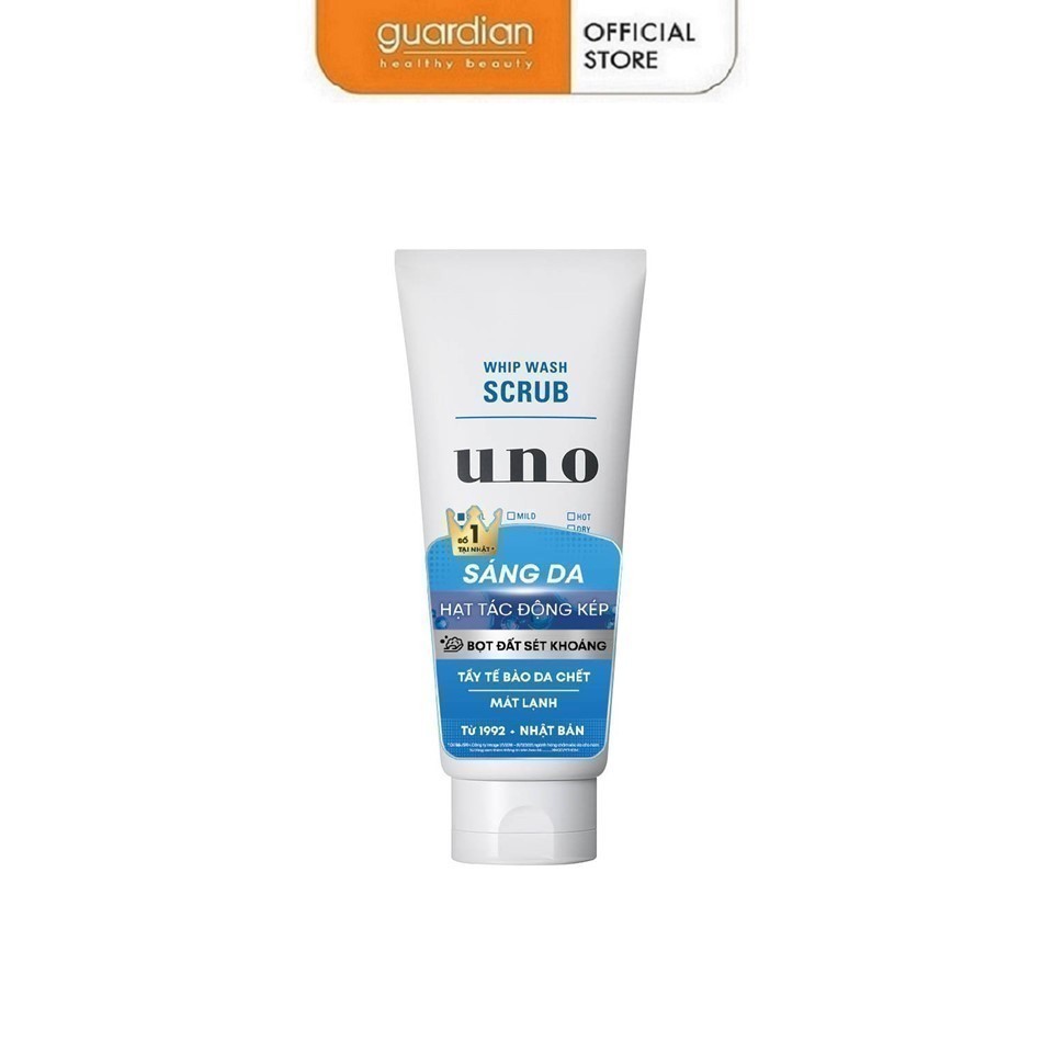 Sữa Rửa Mặt Tạo Bọt Dạng Hạt Hỗ Trợ Sáng Da Whip Wash Scrub Uno 130Gr