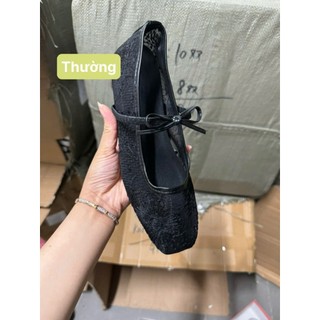 Giày bệt nữ da PU tổng hợp dệt vải đế cao su phong cách nữ tính sang trọng quý phái thoải mái
