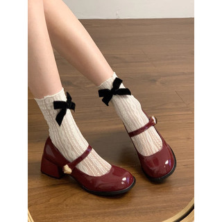 Giày lolita nữ da PU tổng hợp dệt vải đế cao su dễ phối đồ thanh lịch nữ tính nhẹ nhàng