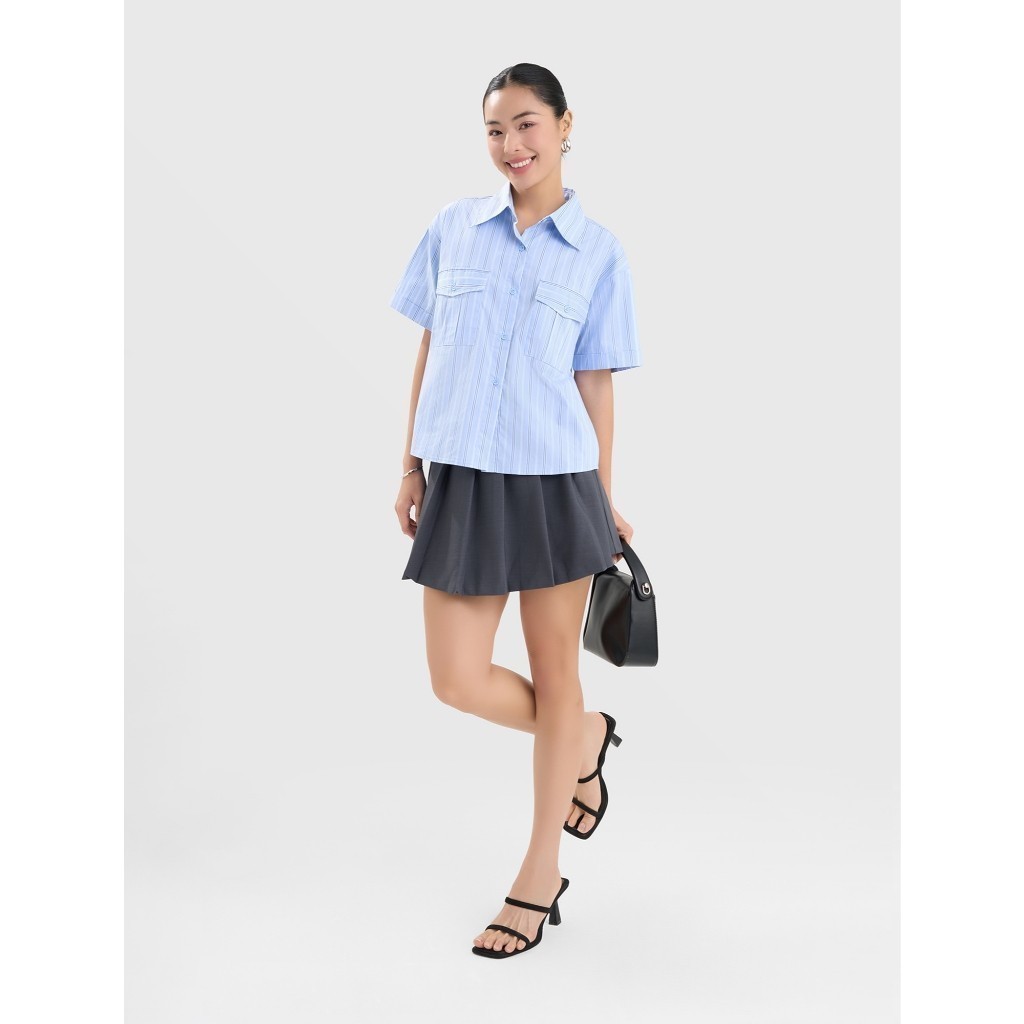 Áo sơ mi nữ CANIFA cộc tay có túi ngực 6TH25S002