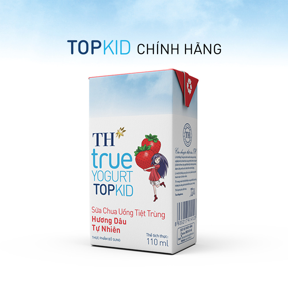 Thùng Sữa Chua Uống Tiệt Trùng TH true YOGURT TOPKID milk Hương Dâu 110ml (48 Hộp)