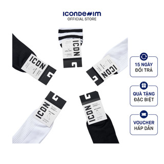 [HÀNG TẶNG KHÔNG BÁN] Vớ Nam Cổ Cao ICONDENIM Mid-Crew Socks Black & White Collection VOID0040