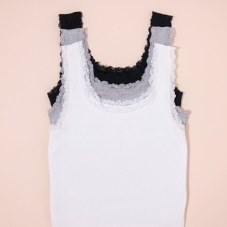 Áo Ba Lỗ Thun Gân Phối Ren Mềm Mại Thoáng Nhẹ LAM LUY