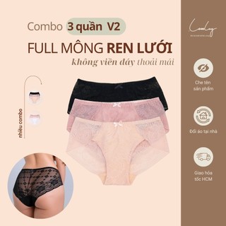 Combo 3 & 5 Quần Lót Ren Lưới Full Mông Nữ V2 Không Viền Đáy LAM LUY