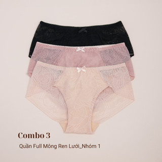 Combo 3 & 5 Quần Lót Ren Lưới Full Mông Nữ V2 Không Viền Đáy LAM LUY