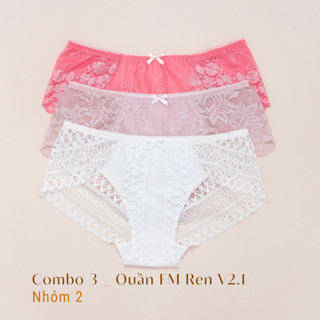 Combo 3 Quần Lót Ren Full Mông V2.1 Nữ Không Viền Đáy Quyến Rũ LAM LUY