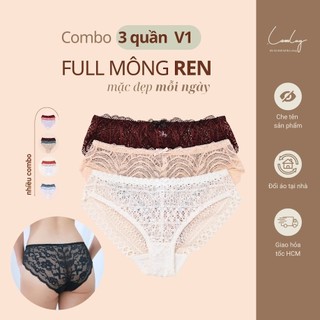 Combo 3 Quần Lót Ren Full Mông Nữ V1 Mềm Mại Thoải Mái LAM LUY