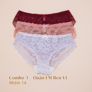 Combo 3 Quần Lót Ren Full Mông Nữ V1 Mềm Mại Thoải Mái LAM LUY
