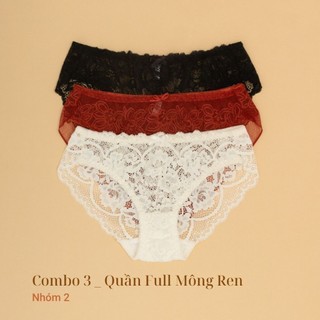 Combo 3 Quần Lót Ren Full Mông Nữ V1 Mềm Mại Thoải Mái LAM LUY