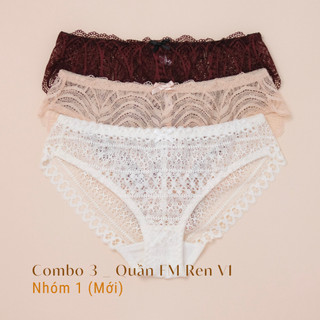 Combo 3 Quần Lót Ren Full Mông Nữ V1 Mềm Mại Thoải Mái LAM LUY
