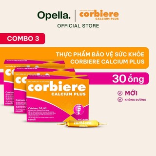 Bộ 3 Thực phẩm bảo vệ sức khỏe Corbiere Calcium Plus Mới - Canxi hữu cơ + D3 + K2