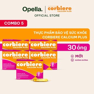Bộ 5 Thực phẩm bảo vệ sức khỏe Corbiere Calcium Plus Mới - Canxi hữu cơ + D3 + K2