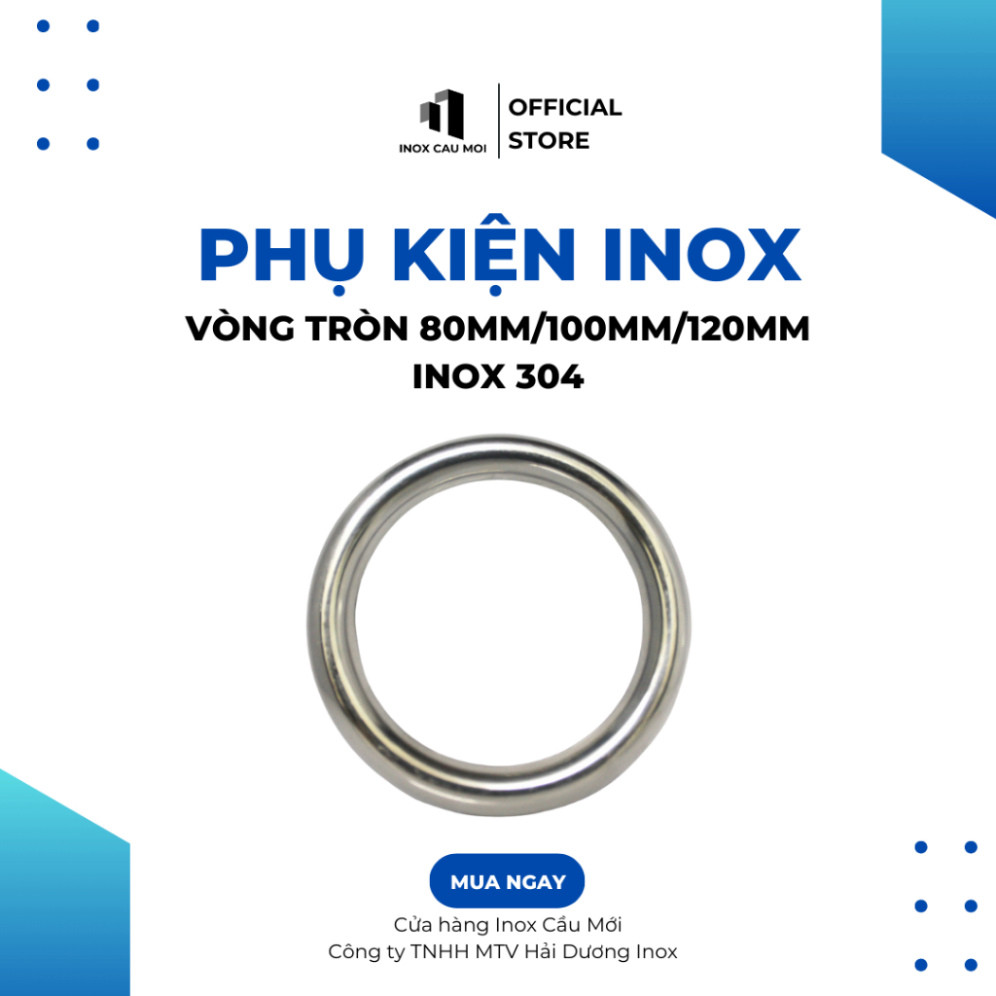 Vòng tròn inox 304, kích thước 80mm, 100mm, 120mm, màu bạc, hàng rào ...
