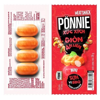 Combo 1 Pönnie HotDog Giòn Ăn Liền Vị Cay + 1 Hotdog Pönnie Giòn Ăn Liền Sụn Vị Bbq Hộp X 20Gói X 20Gr