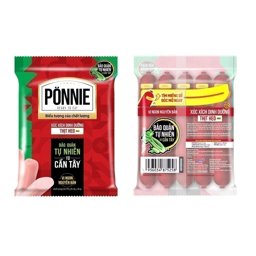 Xúc Xích Tiệt Trùng Ponnie Vị Heo Gói 35g