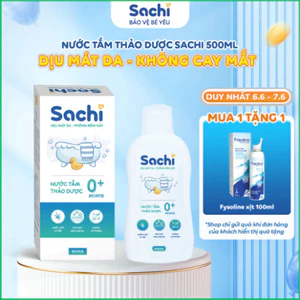 Nước Tắm Thảo Dược An Toàn Cho Bé Sachi Chai 500ml Làm Sạch Nhẹ Nhàng Dịu Mát Da, Hạn Chế Mảng Bám Da Đầu