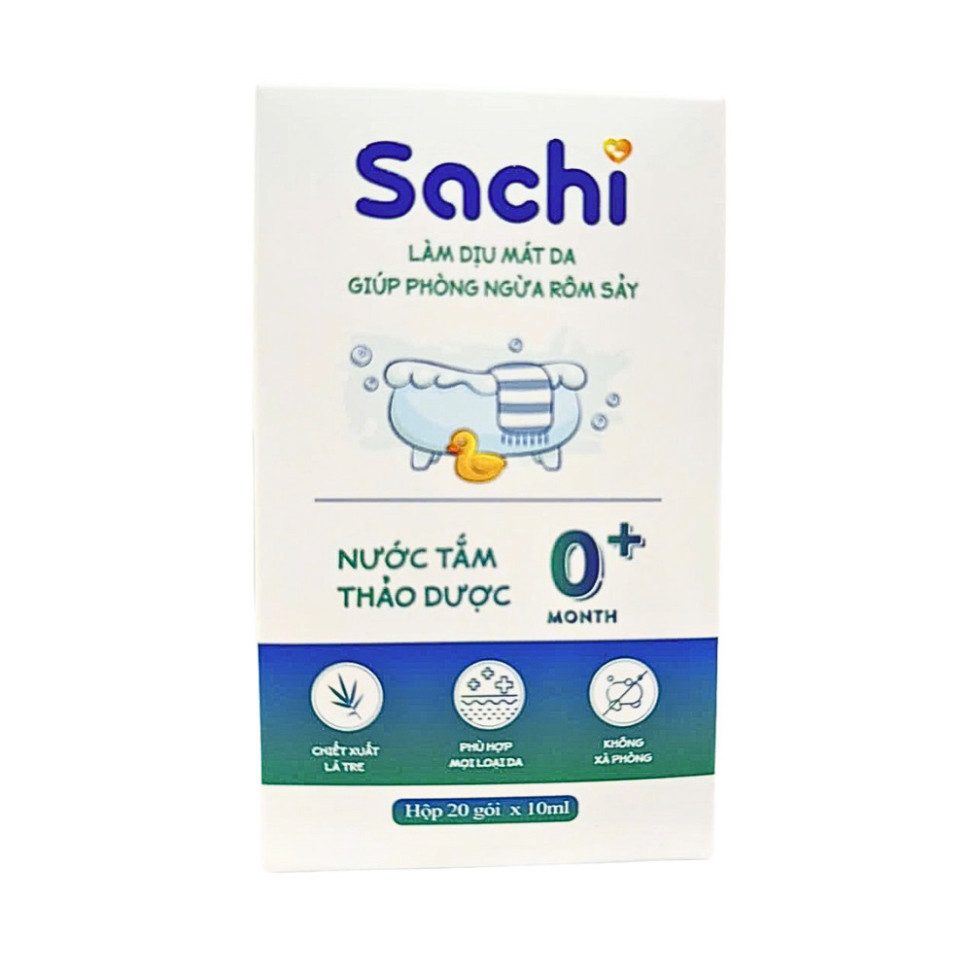 [NEW] Nước Tắm Thảo Dược SACHI Giảm Mẩn Ngứa, Ngừa Rôm Sảy, Làm Ấm Hỗ Trợ Ngăn Cảm Cúm, Cảm Lạnh Cho Bé Lọ - Hộp 20 Gói
