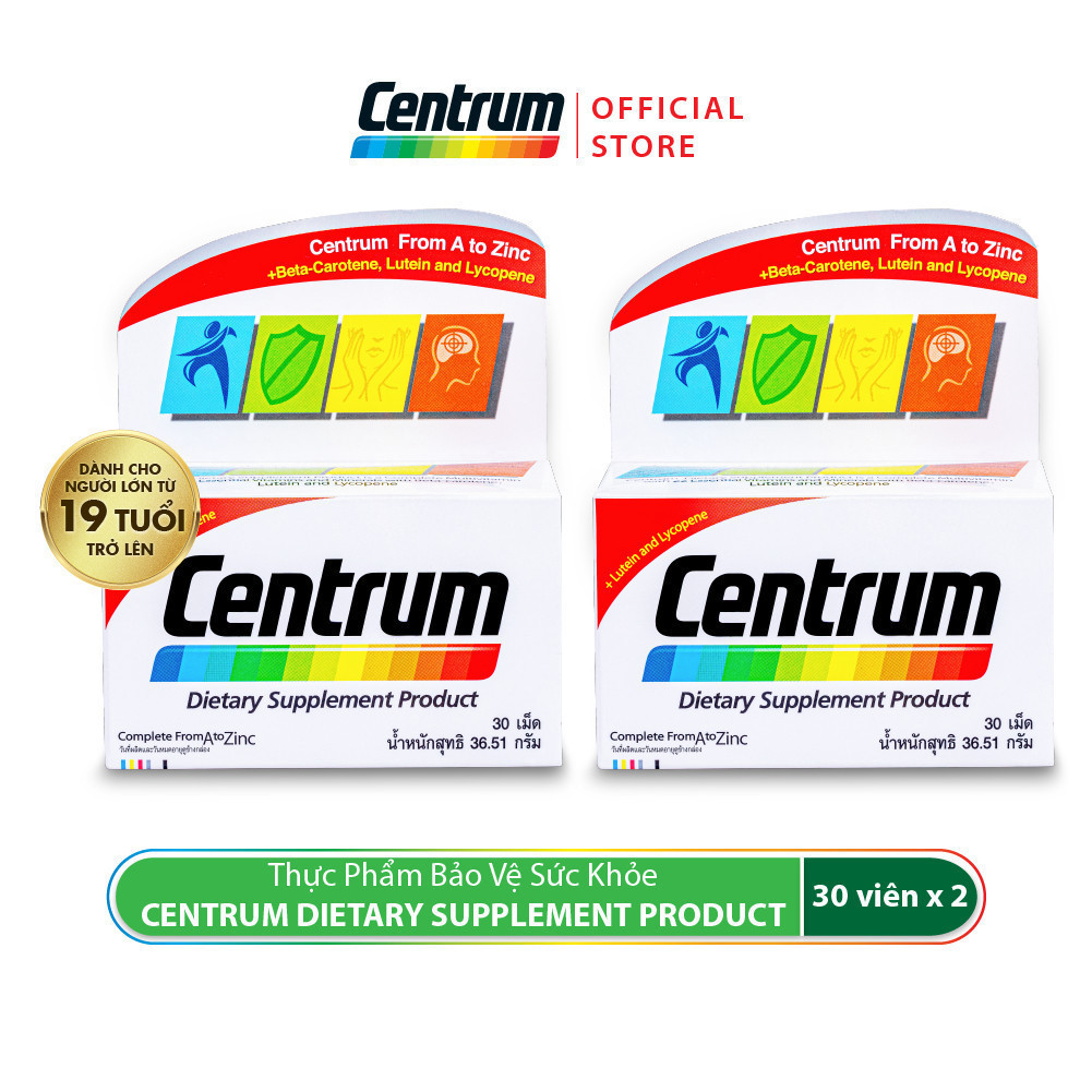 Bộ 2 TP BVSK Vitamin tổng hợp CENTRUM NGƯỜI LỚN từ 19 tuổi 30v bổ sung hơn 20 vitamin & khoáng chất
