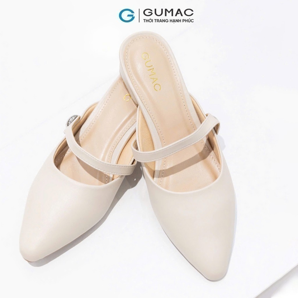 Sục Cách Điệu Nữ GUMAC Mũi Nhọn Phối Quai Chéo Đính Đá Sang Trọng GF01035