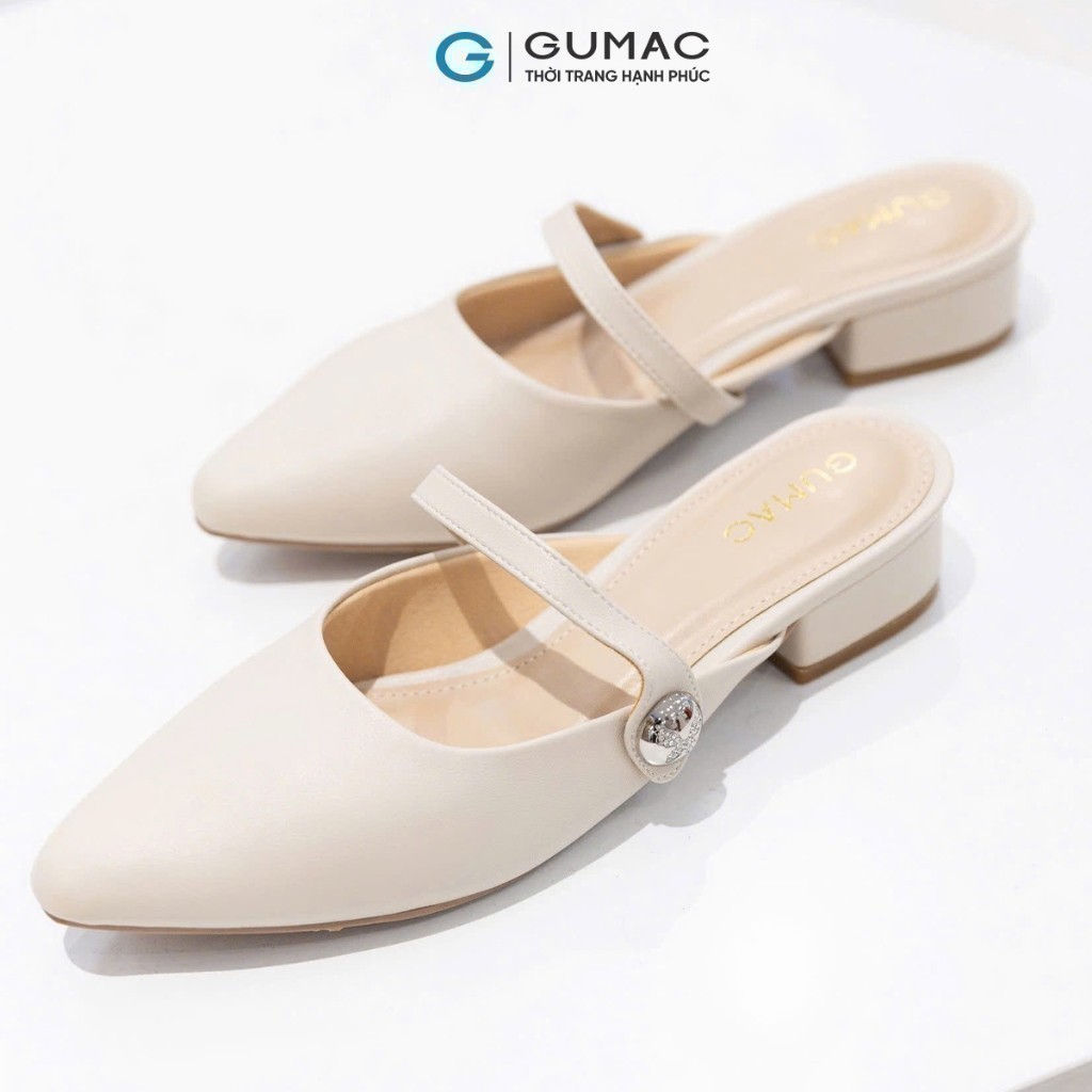 Sục Cách Điệu Nữ GUMAC Mũi Nhọn Phối Quai Chéo Đính Đá Sang Trọng GF01035