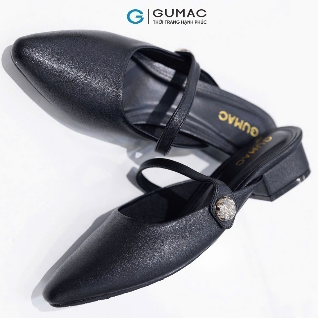 Sục Cách Điệu Nữ GUMAC Mũi Nhọn Phối Quai Chéo Đính Đá Sang Trọng GF01035