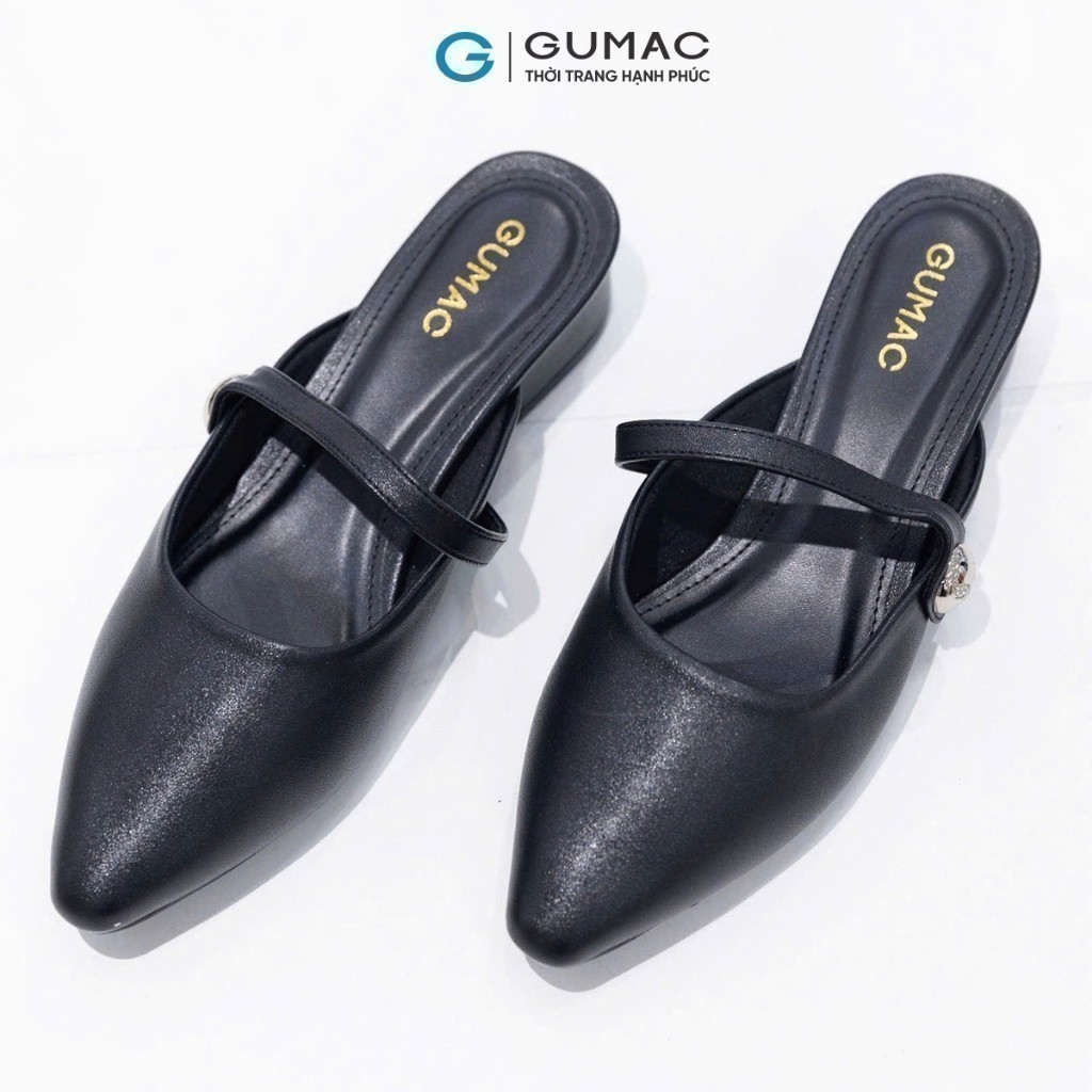 Sục Cách Điệu Nữ GUMAC Mũi Nhọn Phối Quai Chéo Đính Đá Sang Trọng GF01035