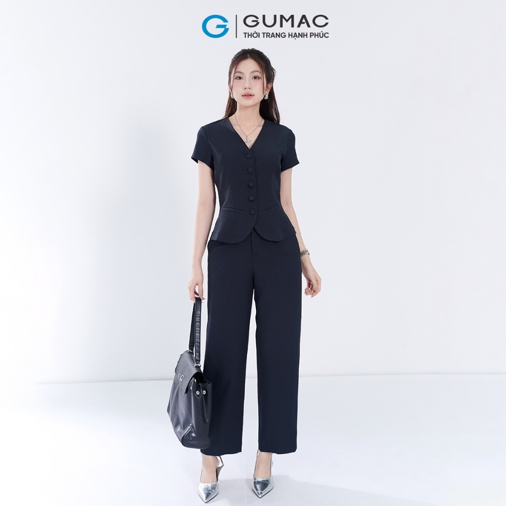 Quần Tây Nữ Ống Đứng GUMAC Phối Dây Thắt Lưng Eo Vải Xược Ý Mềm Đứng Form Thanh Lịch QG07092
