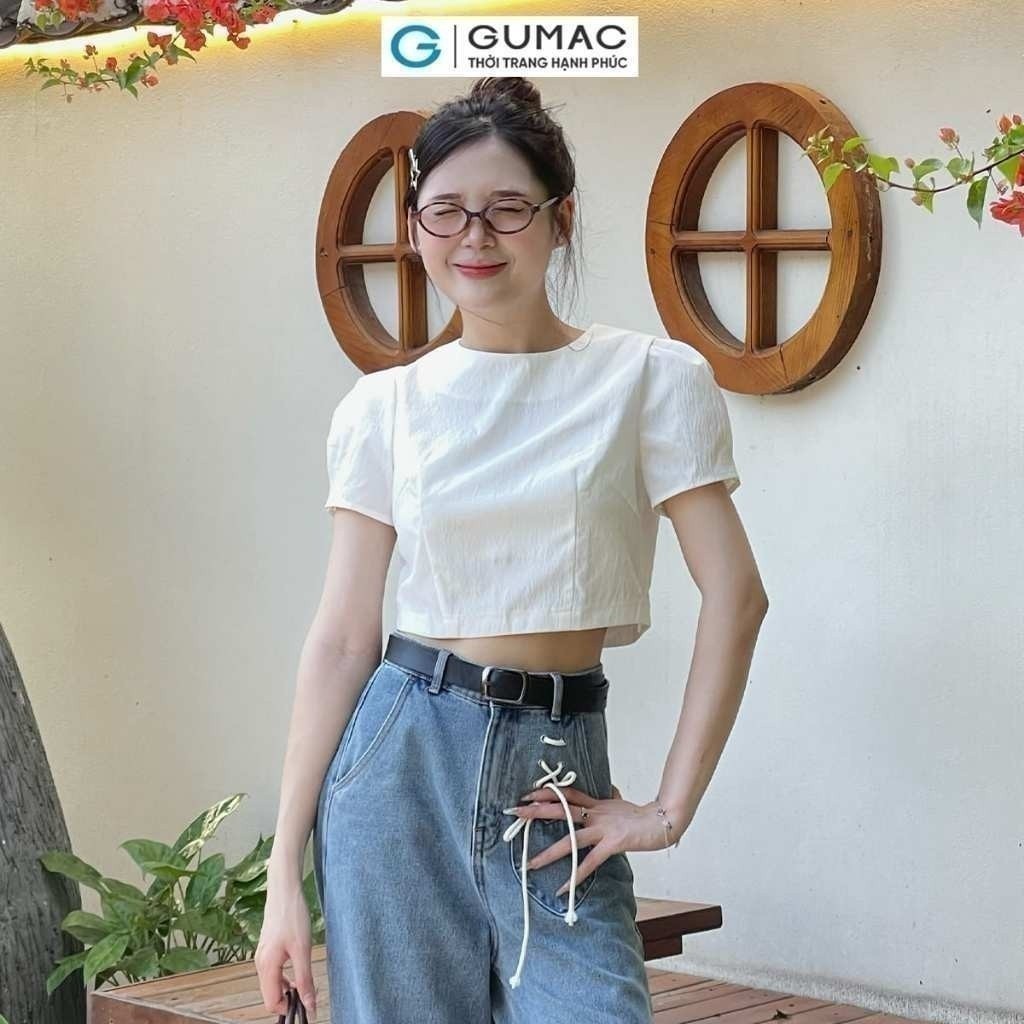 Set Lẻ Áo Kiểu Nữ GUMAC Form Lửng Tay Phồng YAE05090 - Chân Váy Nữ A Midi Xếp Ly Thanh Lịch YVE05091