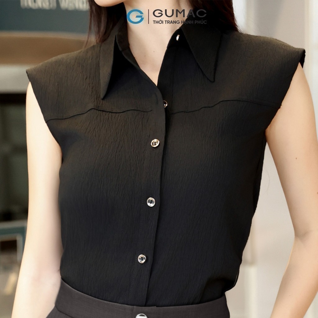 Áo kiểu nữ dáng suông GUMAC vai có đệm mỏng rã đô thân trước và thân sau  AF01048