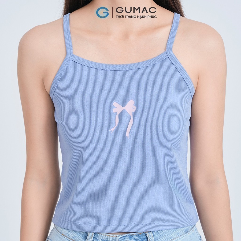 Áo Tanktop Nữ Áo 2 Dây Slim Fit Gmorning - GUMAC In Nơ Thun Gân Co Giãn Ôm Dáng Thời Trang YATE05077