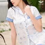 Bộ đồ ngủ nữ Pijama lụa VINGO/VINGORIA tay cộc thu đông H1380 — ảnh 8
