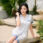 Bộ đồ ngủ nữ Pijama lụa VINGO/VINGORIA tay cộc thu đông H1380 — ảnh 7