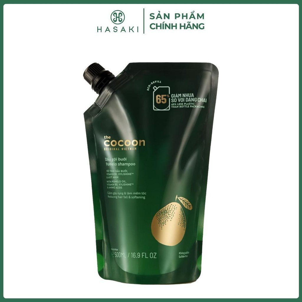 Dầu Gội Bưởi Cocoon Làm Mềm Tóc, Giảm Gãy Rụng Dạng Túi Refill 500ml