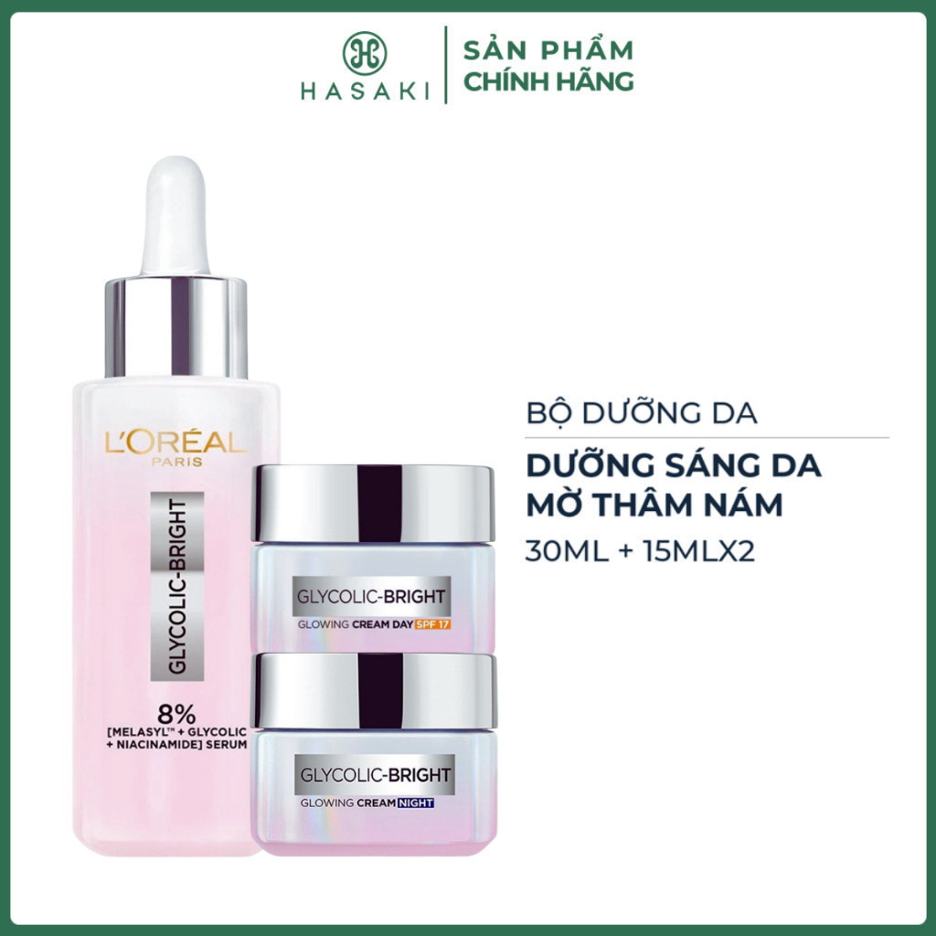 [DAILY] Serum L'Oréal Hỗ Trợ Dưỡng Sáng Và Mờ Thâm Nám 30ml Glycolic Bright Melasyl 8% Hasaki