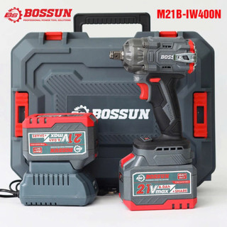 Máy siết bulong pin BOSSUN IW400N Màu XÁM, Lực siết: 400Nm, 2 PIN 15CELL, Đầu Bulong 2 in 1