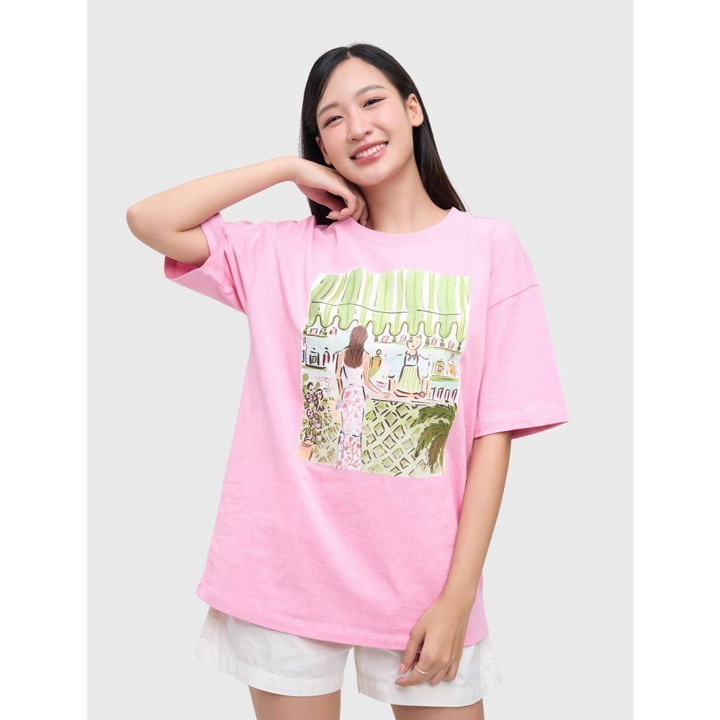 Áo phông nữ CANIFA cổ tròn cộc tay có hình in 6TS25S007