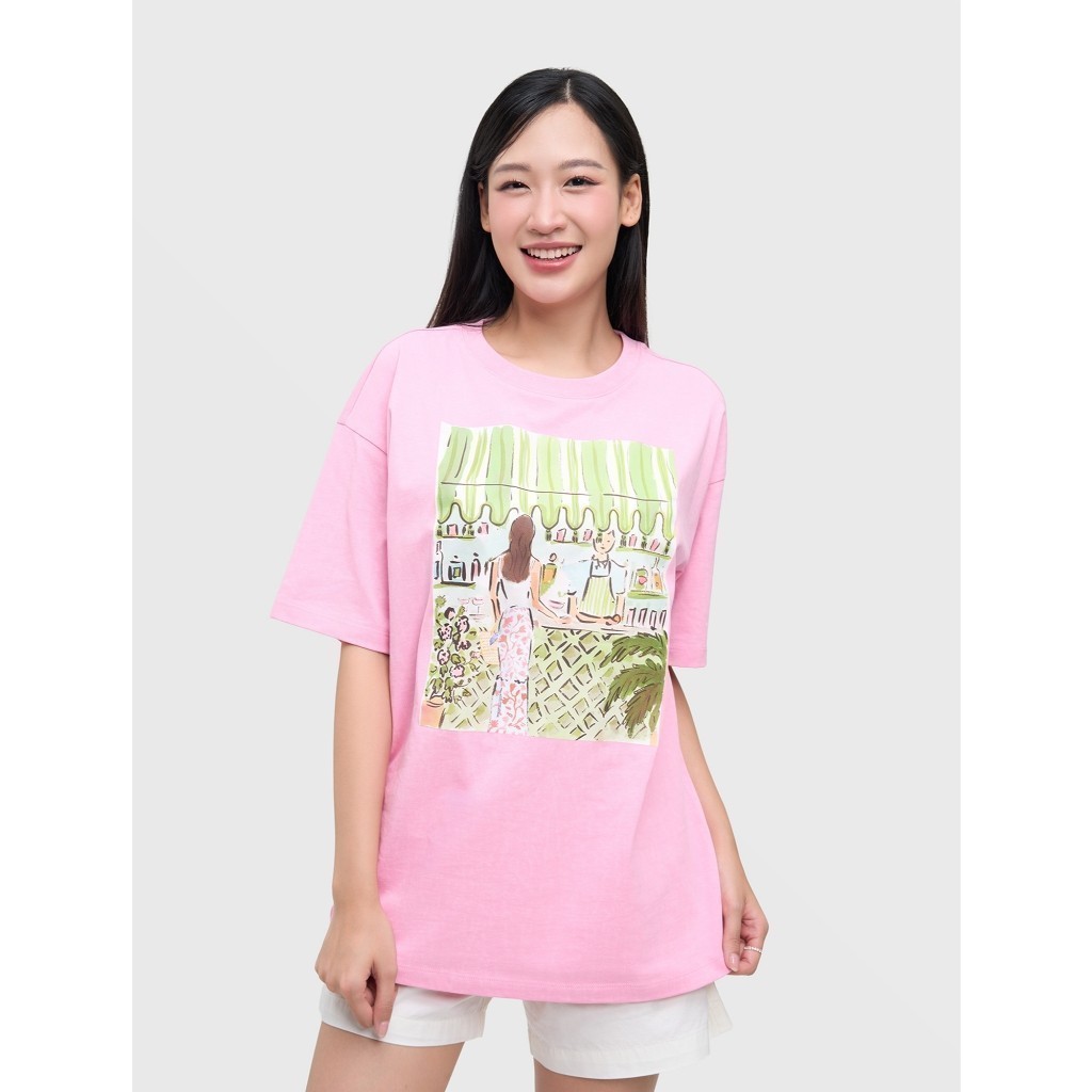 Áo phông nữ CANIFA cổ tròn cộc tay có hình in 6TS25S007