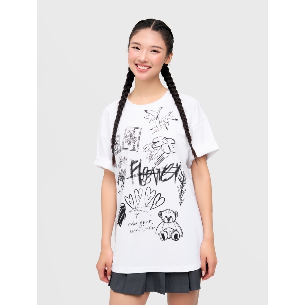 Áo phông nữ CANIFA cổ tròn cộc tay có hình in 6TS25S007