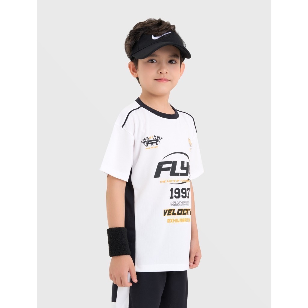 Bộ quần áo thể thao active bé trai CANIFA cộc tay phối màu có hình in 2ST25S005
