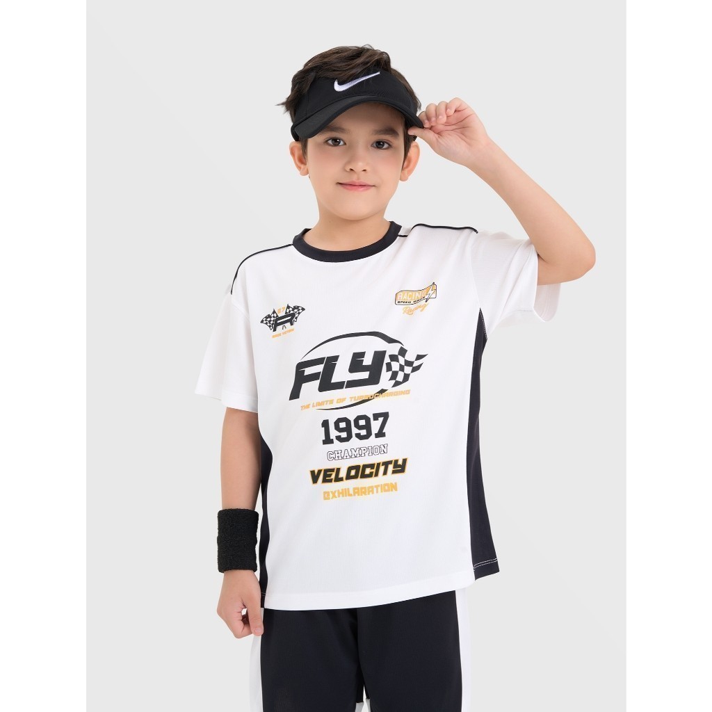 Bộ quần áo thể thao active bé trai CANIFA cộc tay phối màu có hình in 2ST25S005