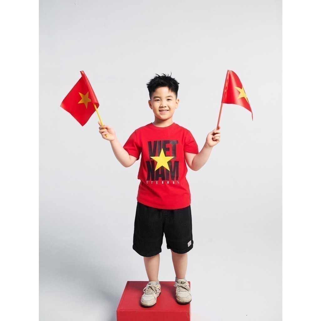 Áo thun Việt Nam áo phông unisex trẻ em cờ đỏ sao vàng CANIFA S mừng quốc khách 2/9 GG 3TS25S013