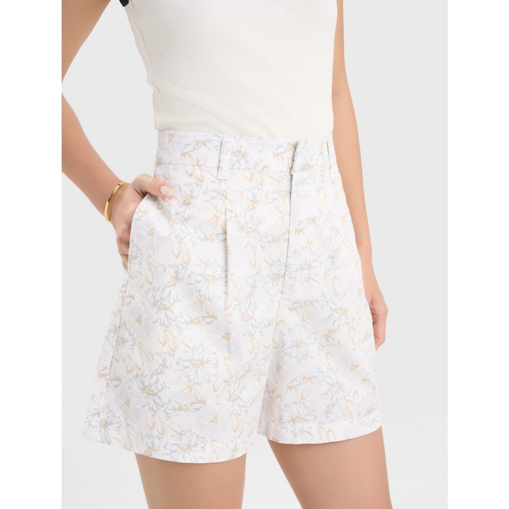 Quần short nữ CANIFA cạp cao ống rộng vừa 6BS25S011