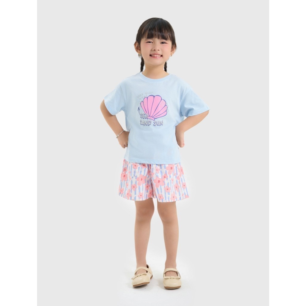 Quần short bé gái chất cotton mềm mại CANIFA họa tiếp mùa hè cạp bèo 1BS25S006