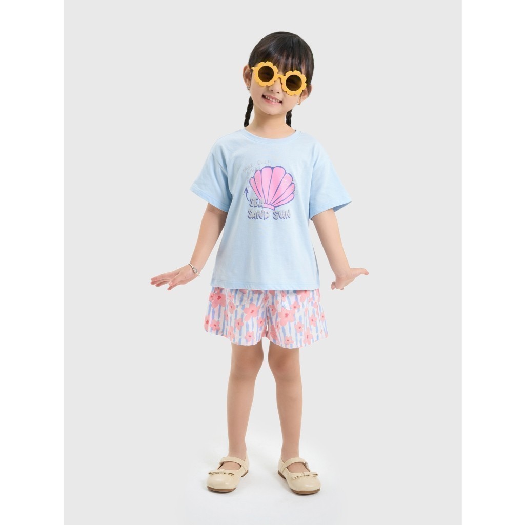 Quần short bé gái chất cotton mềm mại CANIFA họa tiếp mùa hè cạp bèo 1BS25S006